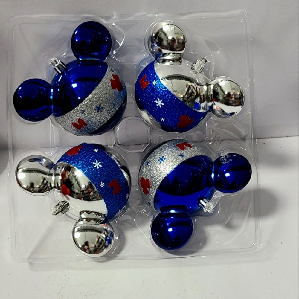 Disney Mickey Mouse Christmas Tree Ornaments Set Of 4pz